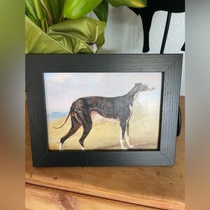 Vintage Style Greyhound Dog Textured Print in Wood Frame